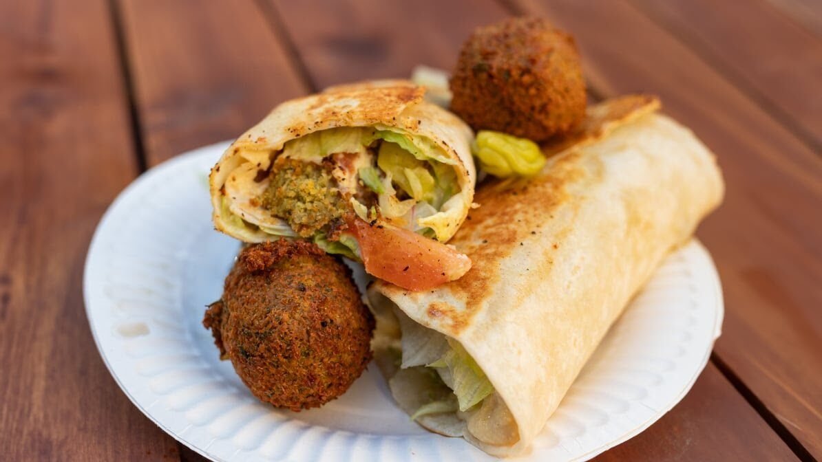 Falafel wrap with fresh vegetables